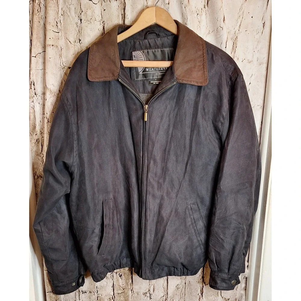 Men's Large Weathervane brand Black w/Brown collar cold weather jacket VERY WARM